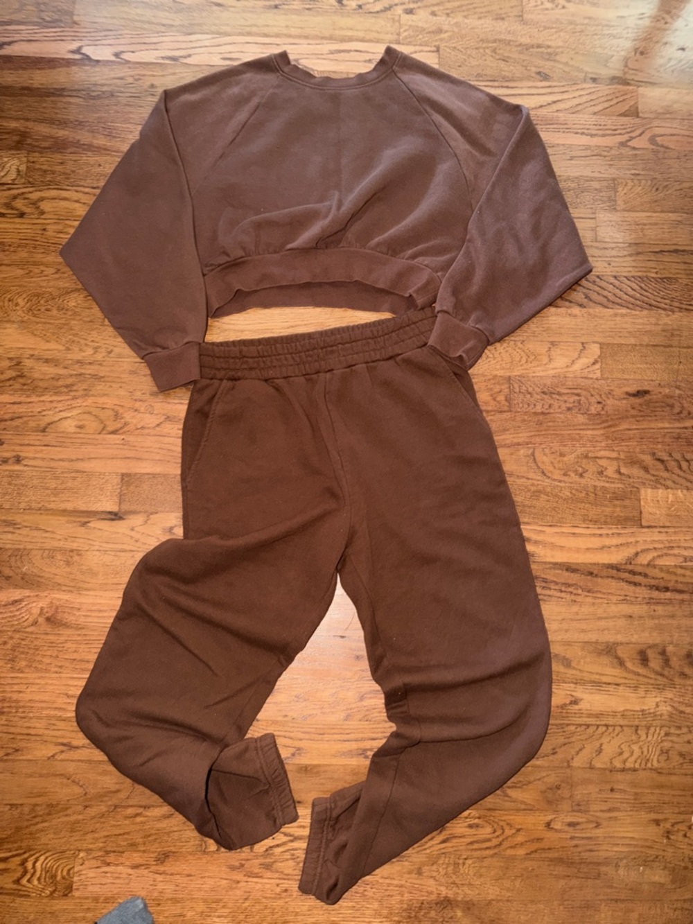 Chocolate Brown Cropped Sweatshirt & Jogger Set